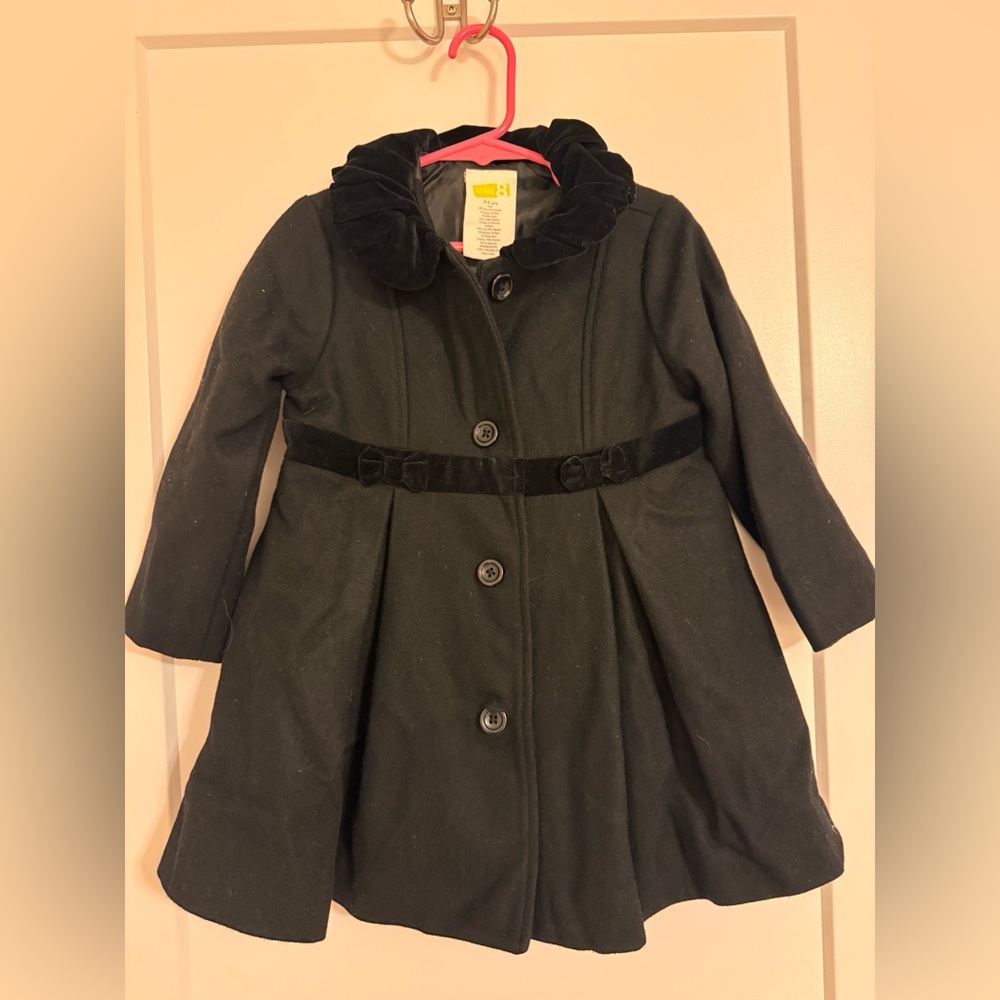 Crazy 8 Black Velvet Trim Pea Coat